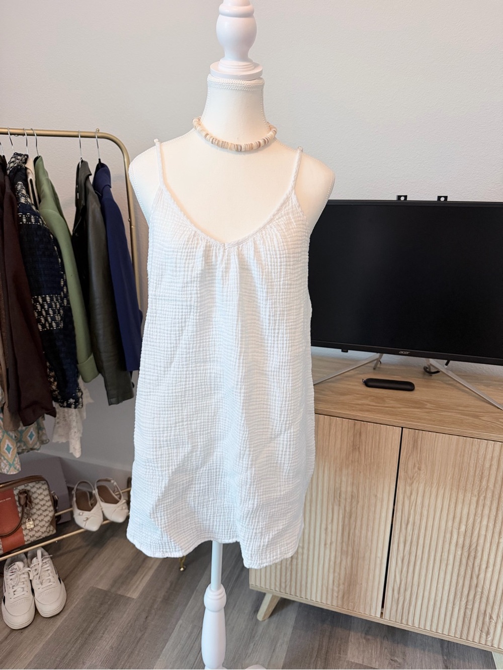 Shade & Shore White Gauze Cami Dress